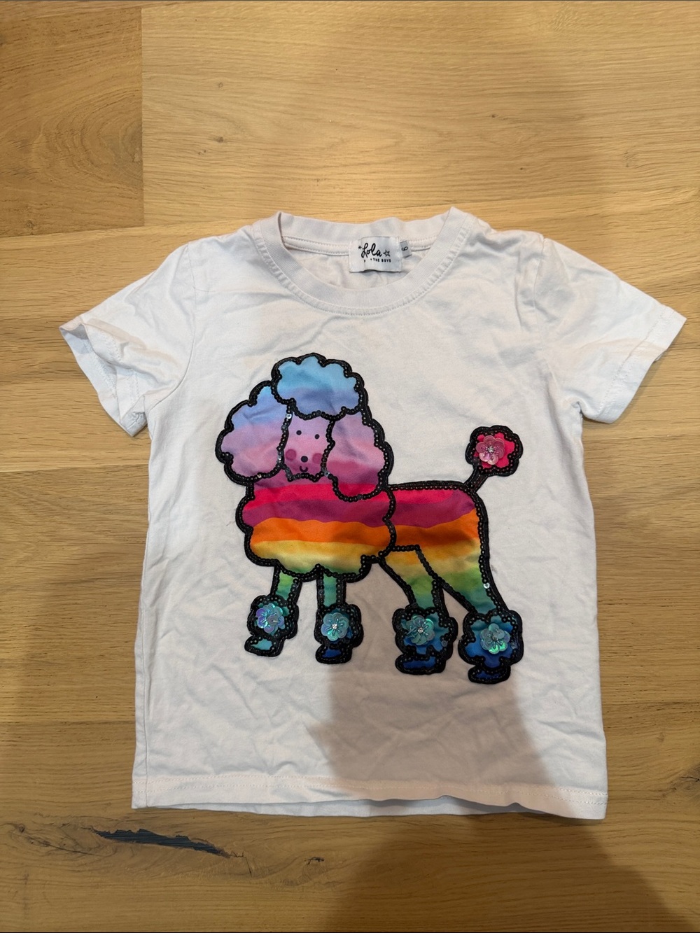 Lola &the boys White Rainbow Poodle Tee